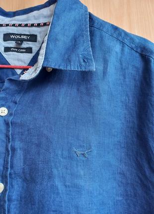 Лен 100%шикарная брендовая рубашка мужская льняная люкс wolsey 17757 фото