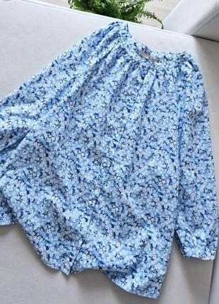 Легкая хлопковая блуза в цветочный принт tu1 фото