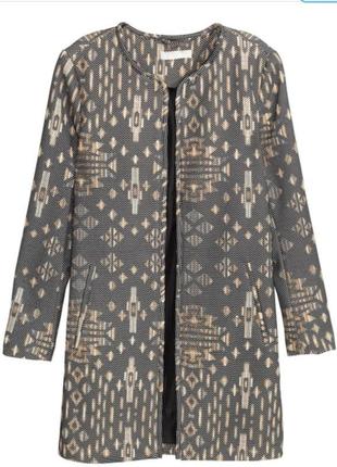 Брендовый фактурный удлиненный пиджак блейзер h&m этикетка