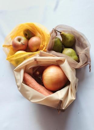 Еко мішечки, торбинки для овочів, фруктів, багаторазові пакети з тканини, сіточки, торби для продуктів, мішки, фруктівки, шопери4 фото