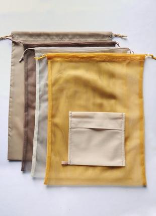 Эко мешочки, еко торбочки для овощей, фруктов, многоразовые пакеты из ткани, сеточки,...