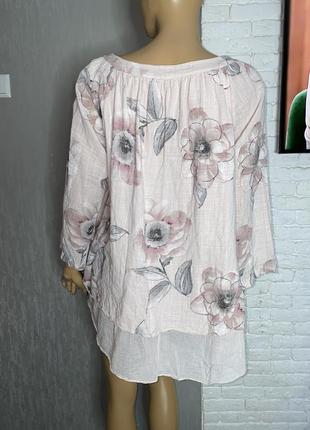 Итальянская блуза оверсайз хлопковая блузка в цветочный принт италия2 фото