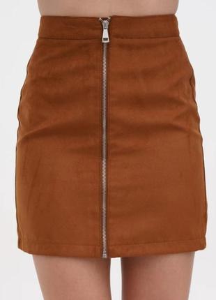 Женская юбка короткая мини винтаж ретро замша1 фото