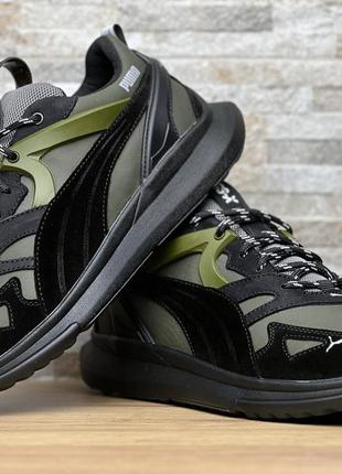 Чоловічі шкіряні кросівки puma rs-x olive8 фото