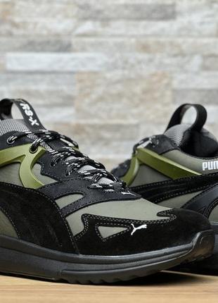 Чоловічі шкіряні кросівки puma rs-x olive10 фото