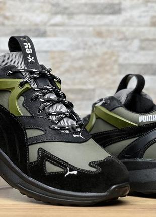 Мужские кожаные кроссовки puma rs-x olive