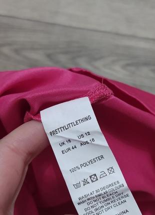 Розовая сатиновая юбка с разрезом6 фото
