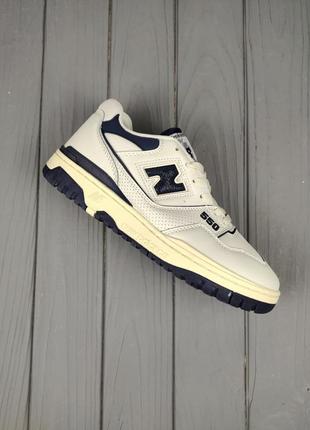 New balance 550 white navy blue5 фото