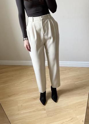 Бежевые брюки с зашипами от h&amp;m, высокая посадка, плотные и мягкие6 фото