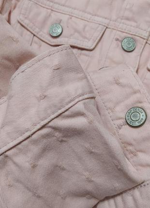 Рожева базова вкорочена джинсовка джинсова куртка5 фото