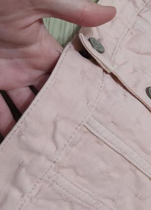 Рожева базова вкорочена джинсовка джинсова куртка3 фото