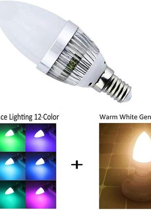 Yakaiyal rgbw e14 светодиодная лампа-свеча 3 вт теплый белый rgb 12 цветов изменение цвета ses c357 фото