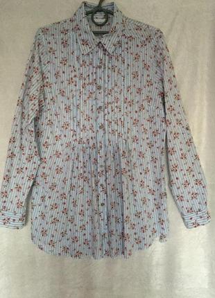 Рубашка блуза в полоску и цветочный принт1 фото