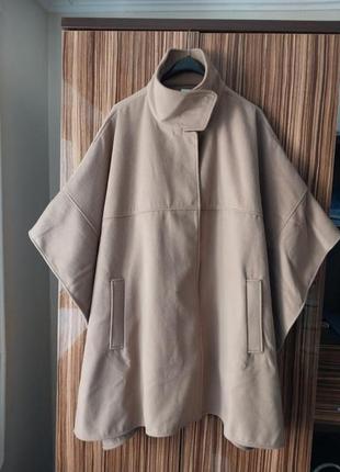 Модное стильное бежевое пальто пончо h&m кежуал4 фото