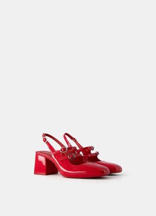 Туфли женские красные в стиле мэри джейн bershka new1 фото