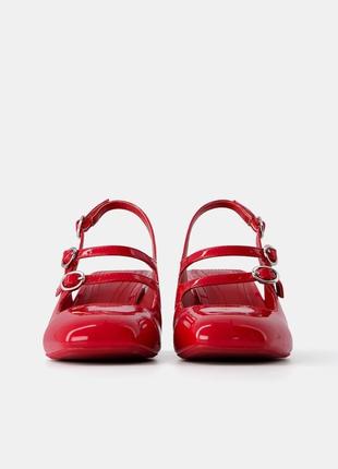 Туфли женские красные в стиле мэри джейн bershka new4 фото