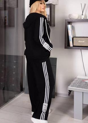 Женский спортивный костюм большого размера plus size 50-60 трикотажный куртка на молнии и прямые брюки3 фото