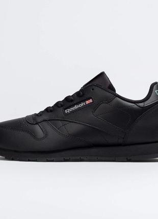 Оригинальные кроссовки reebok classic leather в черном цвете кожаные (35-37)4 фото