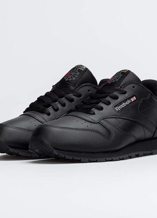 Оригінальні кросівки reebok classic leather в чорному кольорі шкіряні (35-37)