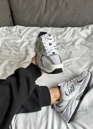 New balance 530 white silver navy5 фото