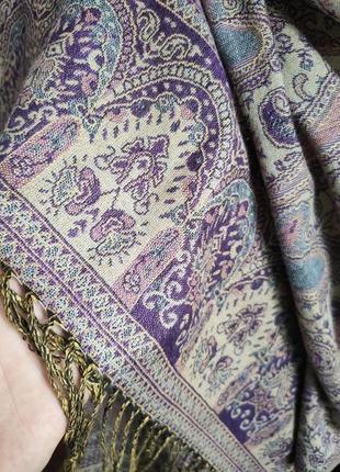 Кашеміровий великий шарф палантин турецькі пейслі кашемір, шовк cashmere3 фото