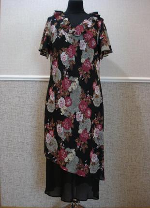 Летнее шифоновое платье с принтом большого размера 20(4xl)  бренд bonmarshe