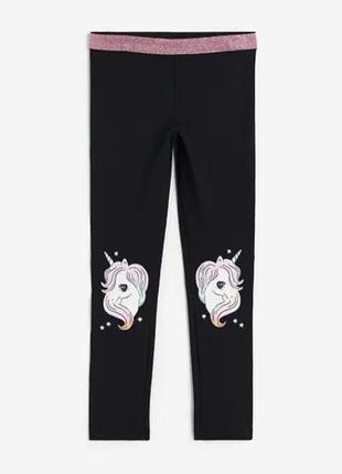 Лосины для девочки черные единорог h&m 110, 116, 122, 128см