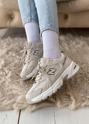 New balance 530   floral ink  кроссовки женские ню беленс бежевые1 фото