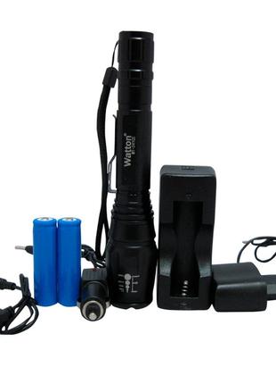 Тактический светодиодный аккумуляторный фонарь watton wt-241, ручной фонарик в...