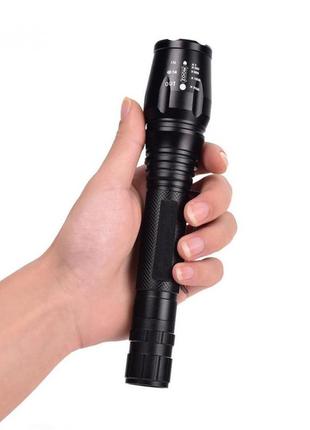 Тактический светодиодный аккумуляторный фонарь watton wt-241, ручной фонарик в...