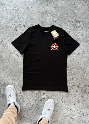 Чоловіча футболка jordan на весну у чорному кольорі з принтом premium якості, стильна та зручна футболка на кожен день