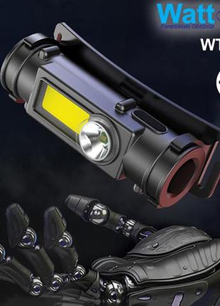 Непромокаемый аккумуляторный налобный светодиодный фонарь watton wt-249 на 150 люмен...