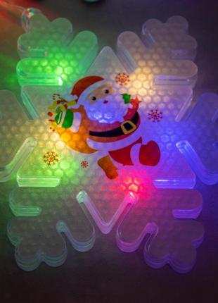 Cветодиодная гирлянда бахрома "фигурки 3d снеговика и снежинки" мультицветная 3.2 м, новогодняя гирлянда (st)5 фото