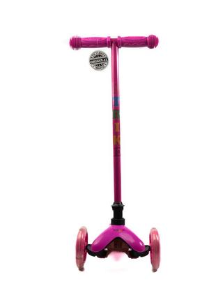 Самокат дитячий триколісний itrike mini bb 3-013-5-p зі світними колесами, рожевий2 фото
