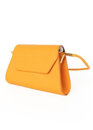 Сумка женская, стильный клатч, маленькая сумочка через плечо, мини сумка из кожзама, оранжевая2 фото