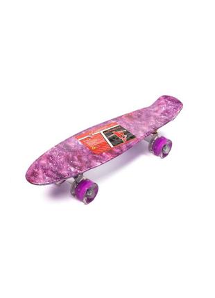 Скейт пенни борд, скейтборд profi мs0749-13_1 со светящимися колесами алюминиевая подвеска2 фото