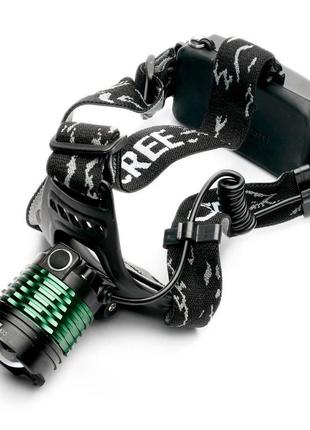 Ліхтарик на голову "x-balog bl 2188b-t6", чорний/зелений світлодіодний ліхтар налобний акумуляторний (st)7 фото