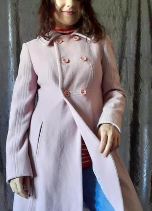 Нежно розовое пальто uk8 шерсть7 фото