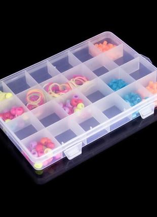 Пластиковий органайзер для дрібниць 24 комірки (прозорий) контейнер для рукоділля, органайзер таблеток (ns)