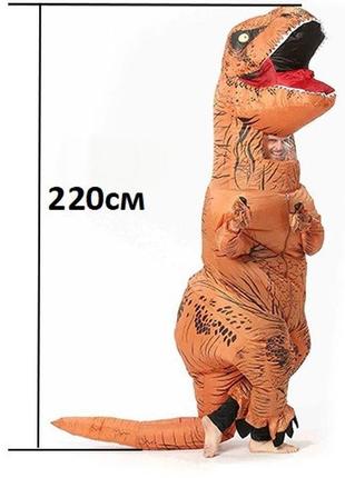 Надувний костюм тіранозавра resteq хелловін аніме косплей, костюм динозавра t-rex, тиранозавр (коричневий)3 фото