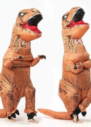 Надувний костюм тіранозавра resteq хелловін аніме косплей, костюм динозавра t-rex, тиранозавр (коричневий)4 фото
