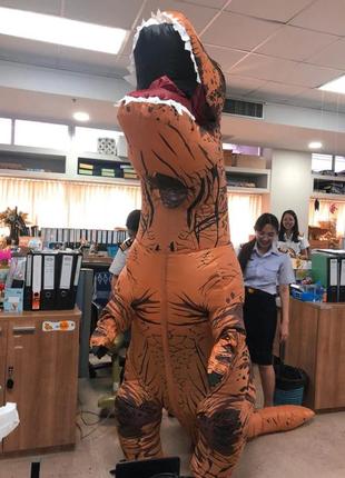 Надувний костюм тіранозавра resteq хелловін аніме косплей, костюм динозавра t-rex, тиранозавр (коричневий)5 фото