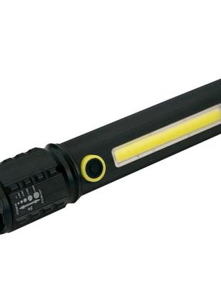 Ліхтарик акумуляторний ручний bl-c72-p50 cob led чорний usb + кріплення для ліхтарика на велосипед (st)5 фото