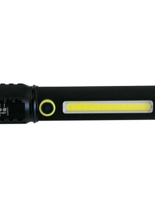 Ліхтарик акумуляторний ручний bl-c72-p50 cob led чорний usb + кріплення для ліхтарика на велосипед (st)3 фото