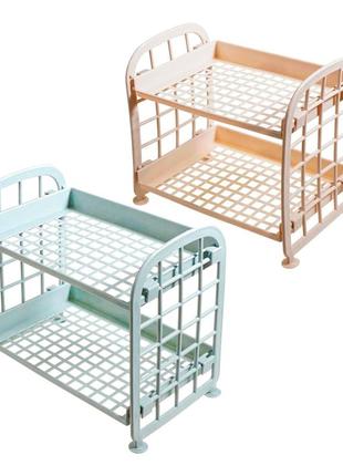 Сірий пластиковий органайзер 20х22 см двоярусний для дрібниць, міністелаж-полиця для кухні та ванної (st)