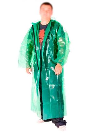 Комплект дождевики мужские 2 шт. зеленые на кнопках и молнии, плащ от дождя туристический | дощовик (st)4 фото