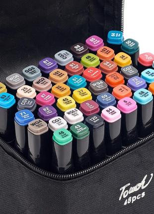 Большой набор скетч маркеров 48 цветов touch raven в черном чехле и блокнот а5 для рисования в подарок!7 фото