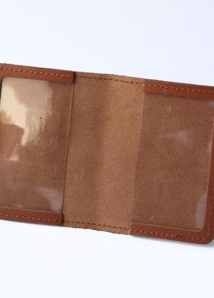 Шкіряна обкладинка "посвідчення офіцера", коричнева з позолотою