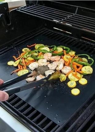 Bbq grill sheet гриль мат портативный антипригарным покрытием 33 х 40 см для овощей, мяса, морепродуктов4 фото