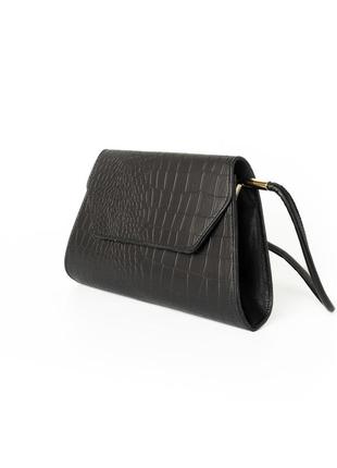Сумка женская, стильный клатч, маленькая сумочка через плечо, мини сумка из кожзама, черная2 фото
